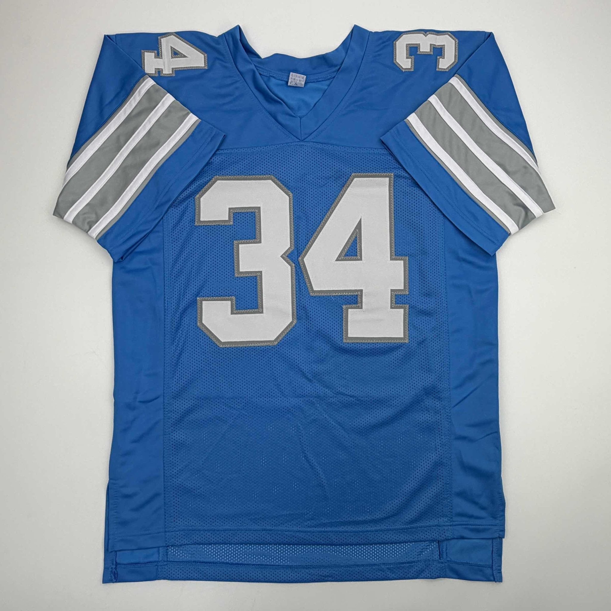 Autographed/Signed Alex Anzalone Detroit Blue Football Jersey Beckett BAS COA