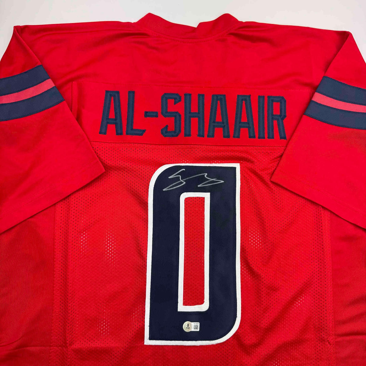 Autographed/Signed Azeez Al Shaair Houston Red Football Jersey Beckett BAS COA