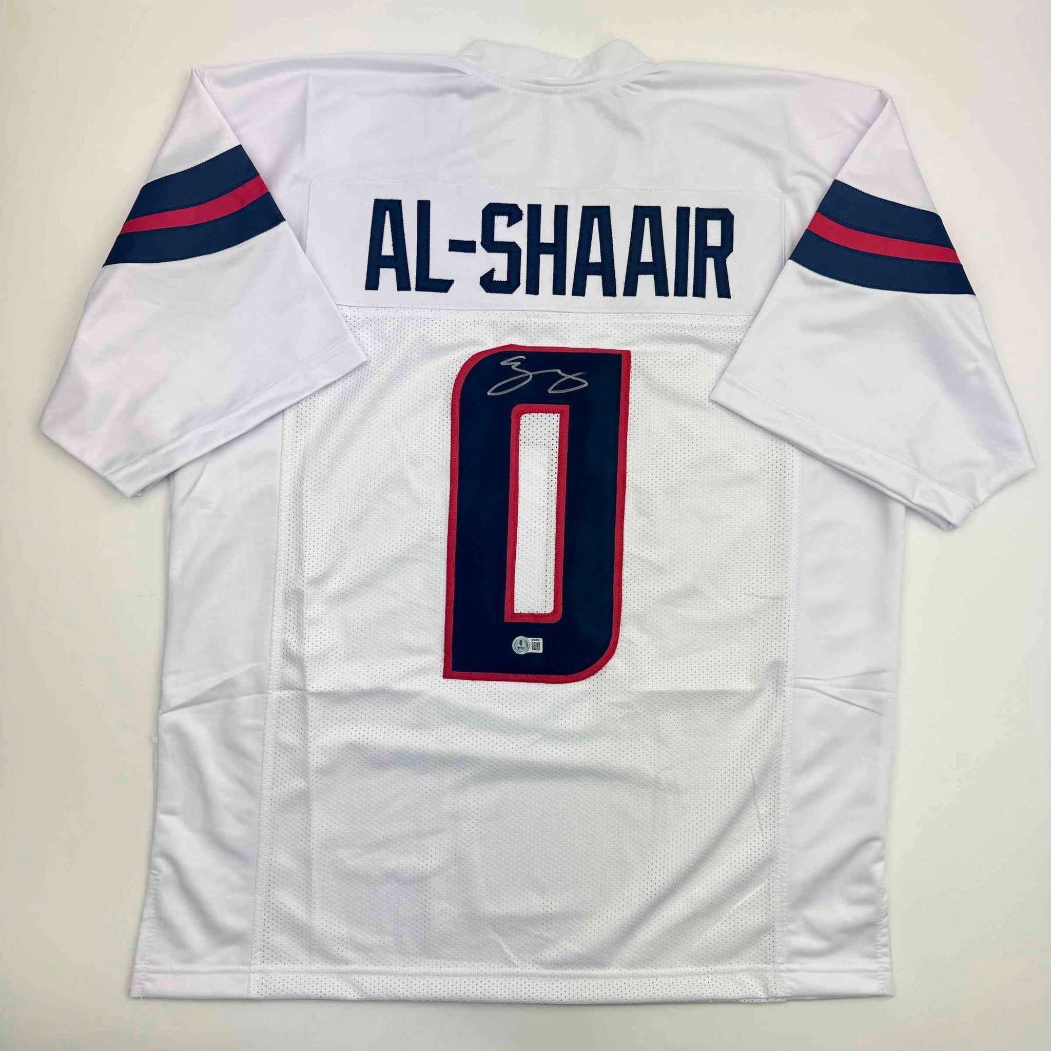 Autographed/Signed Azeez Al Shaair Houston White Football Jersey Beckett BAS COA
