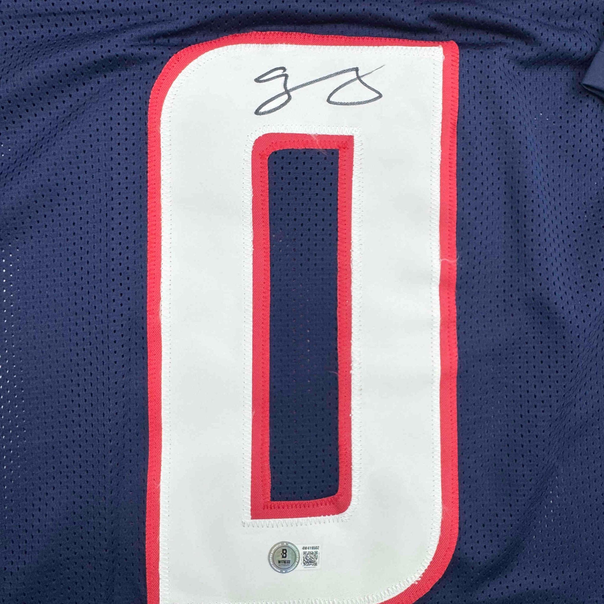 Autographed/Signed Azeez Al Shaair Houston Blue Football Jersey Beckett BAS COA