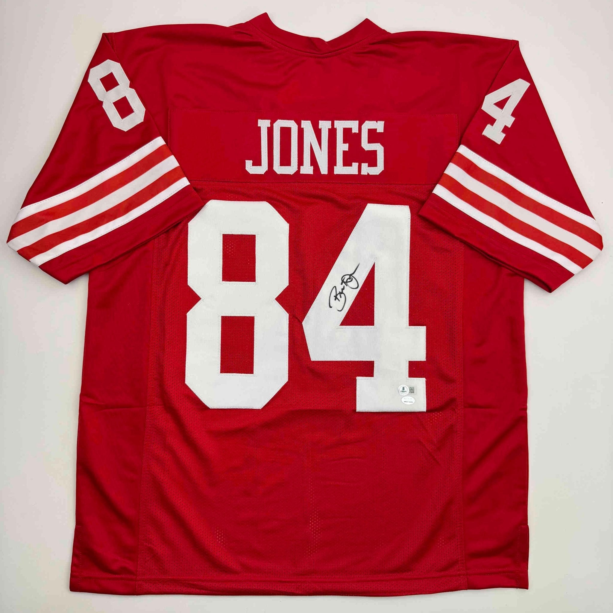Autographed/Signed Brent Jones San Francisco Red Football Jersey Beckett BAS COA