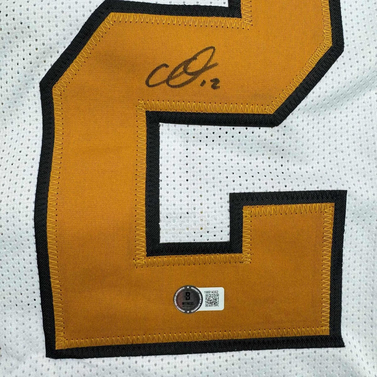 Autographed/Signed Chris Olave New Orleans White Color Rush Football Jersey Beckett BAS COA