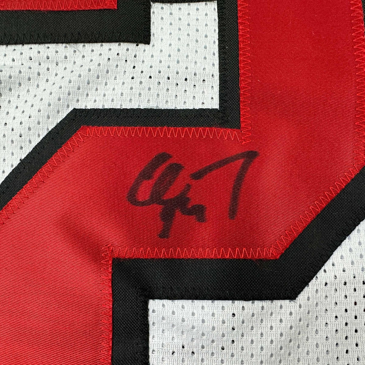 Autographed/Signed Christian McCaffrey San Francisco White Alternate Football Jersey JSA COA