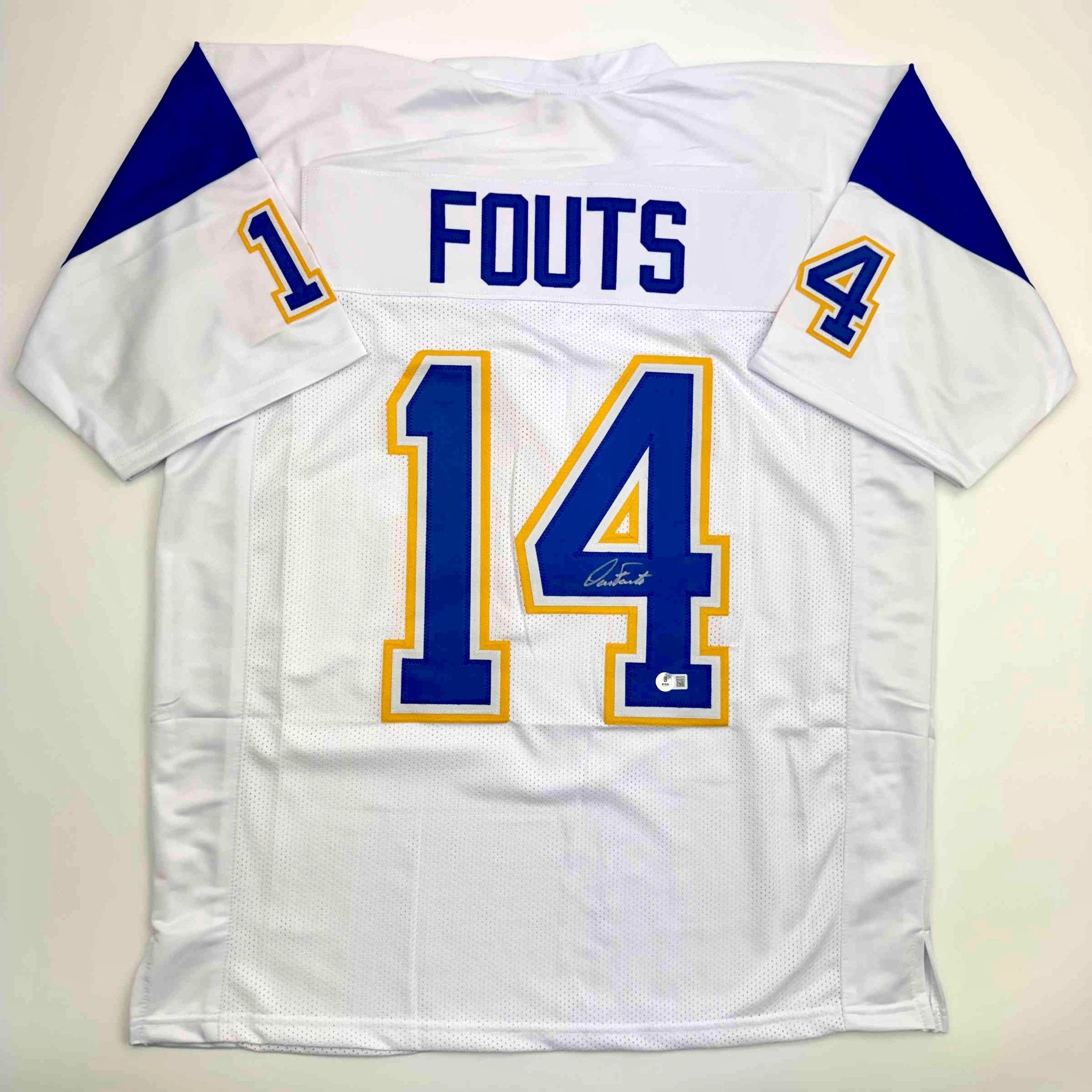 Autographed/Signed Dan Fouts San Diego White Football Jersey Beckett BAS COA