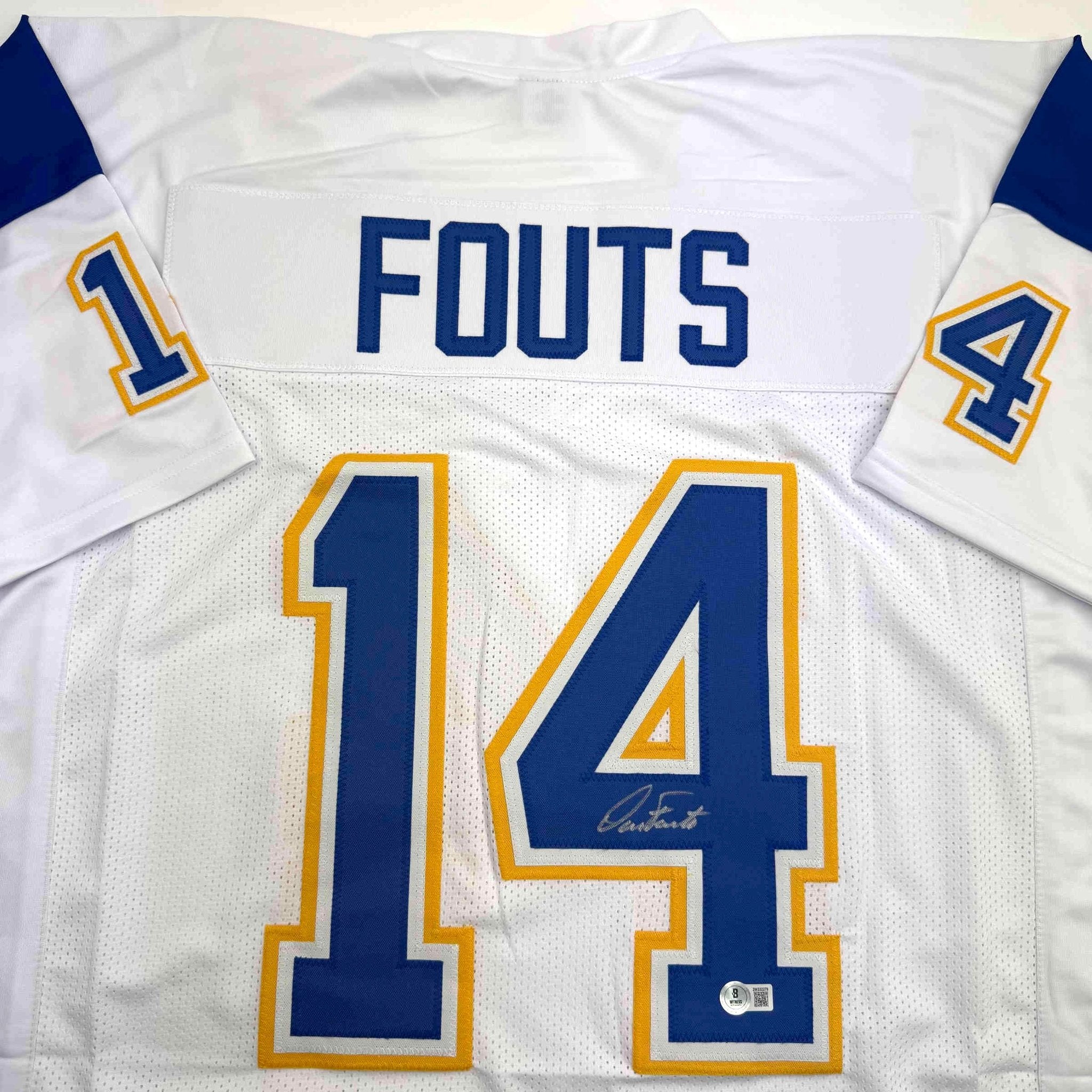 Autographed/Signed Dan Fouts San Diego White Football Jersey Beckett BAS COA