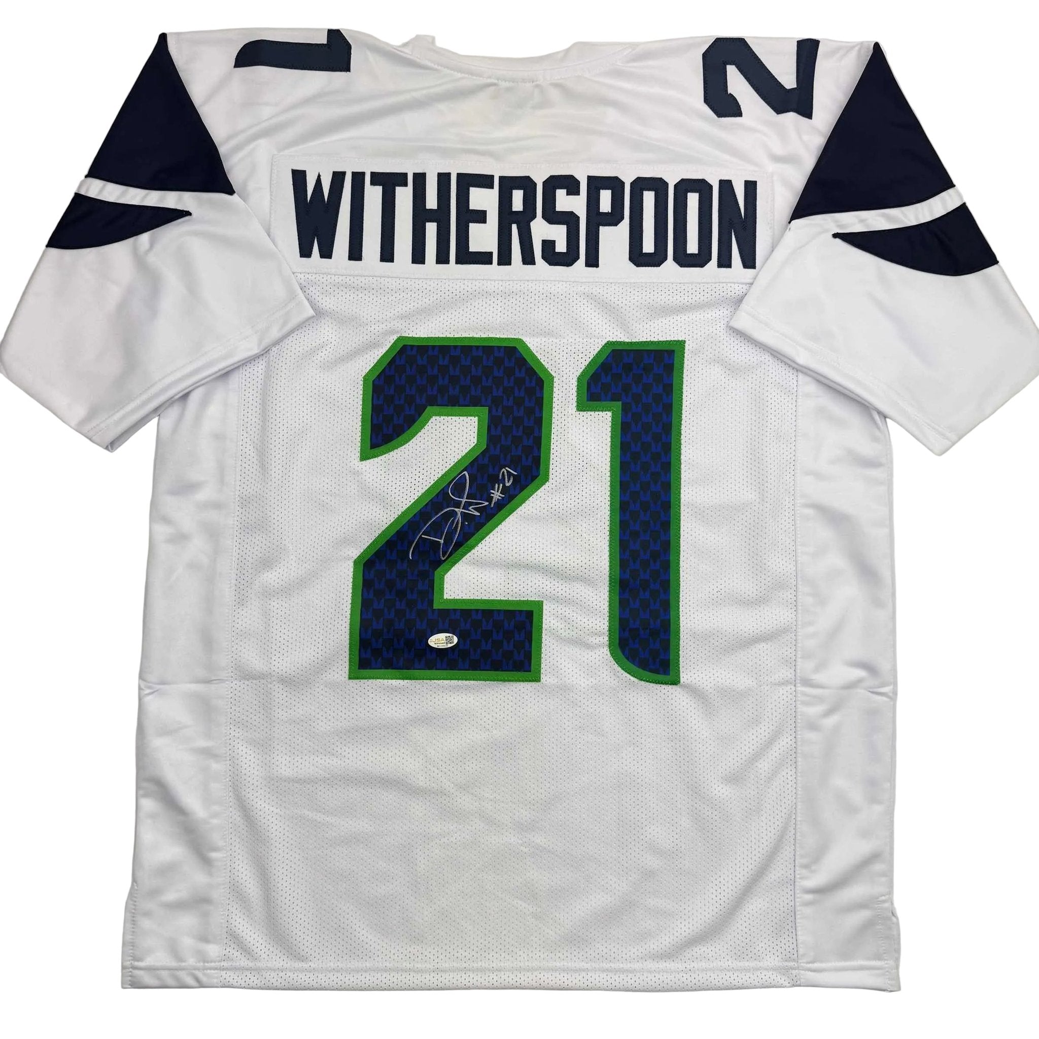 Autographed/Signed Devon Witherspoon Seattle White Football Jersey JSA COA