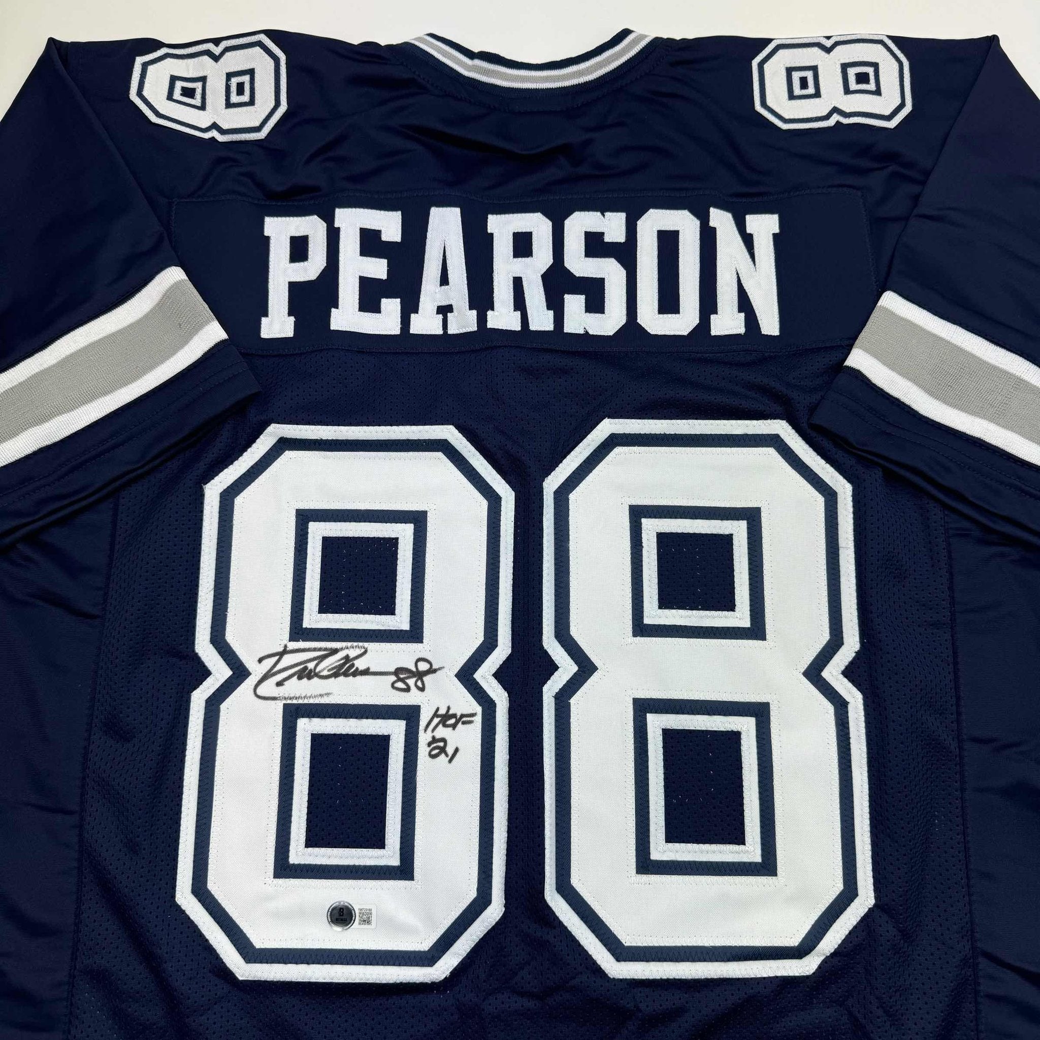 Autographed/Signed Drew Pearson Dallas Navy Football Jersey Beckett BAS COA