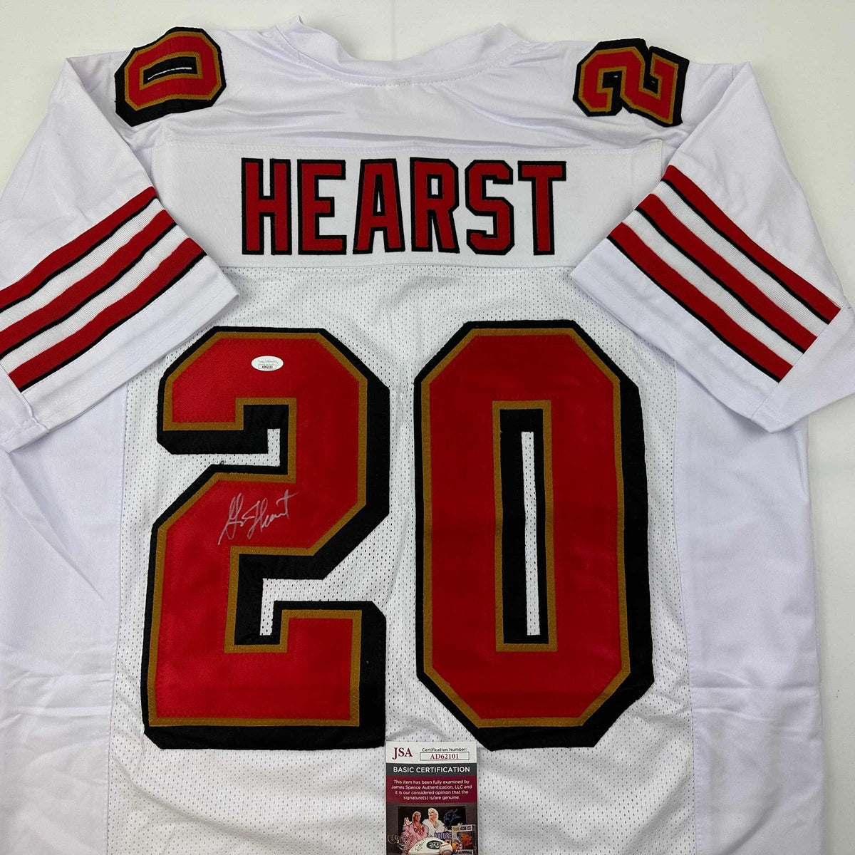 Autographed/Signed Garrison Hearst San Francisco White Football Jersey JSA COA