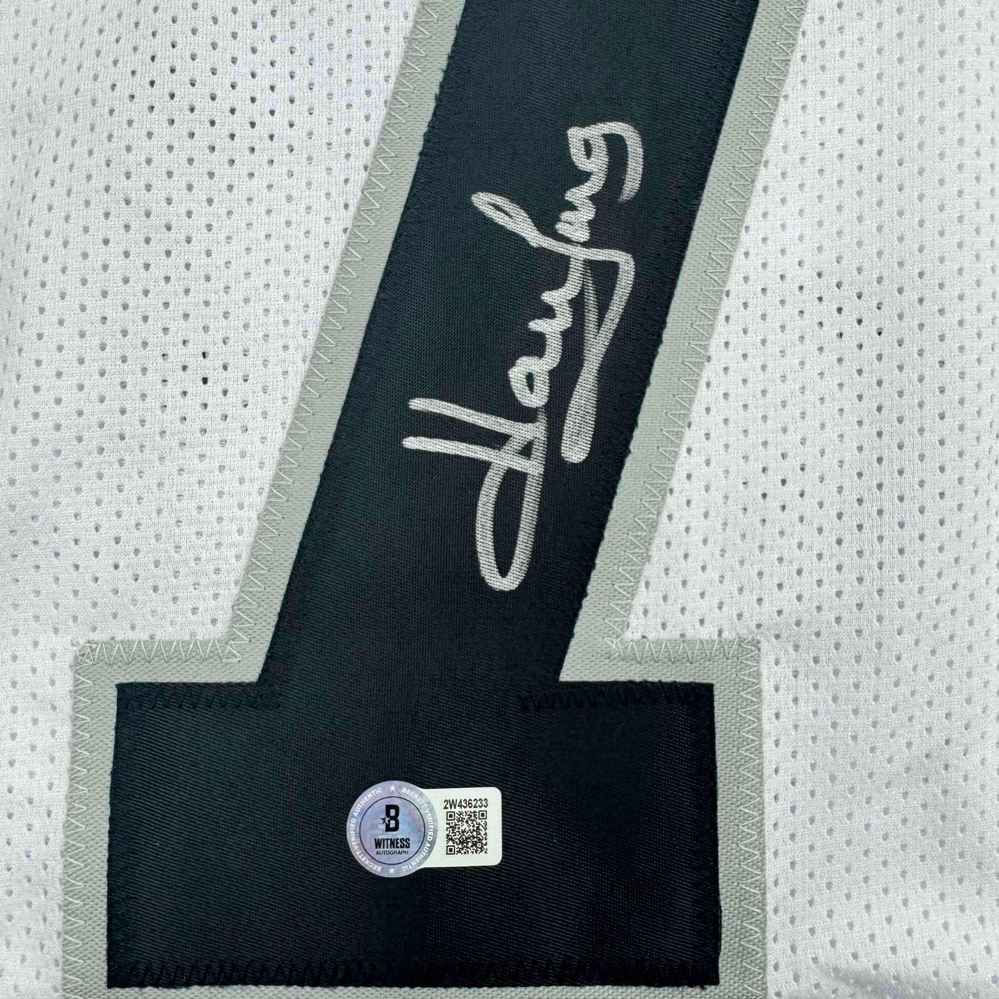 Autographed/Signed Howie Long Oakland White Football Jersey Beckett BAS COA
