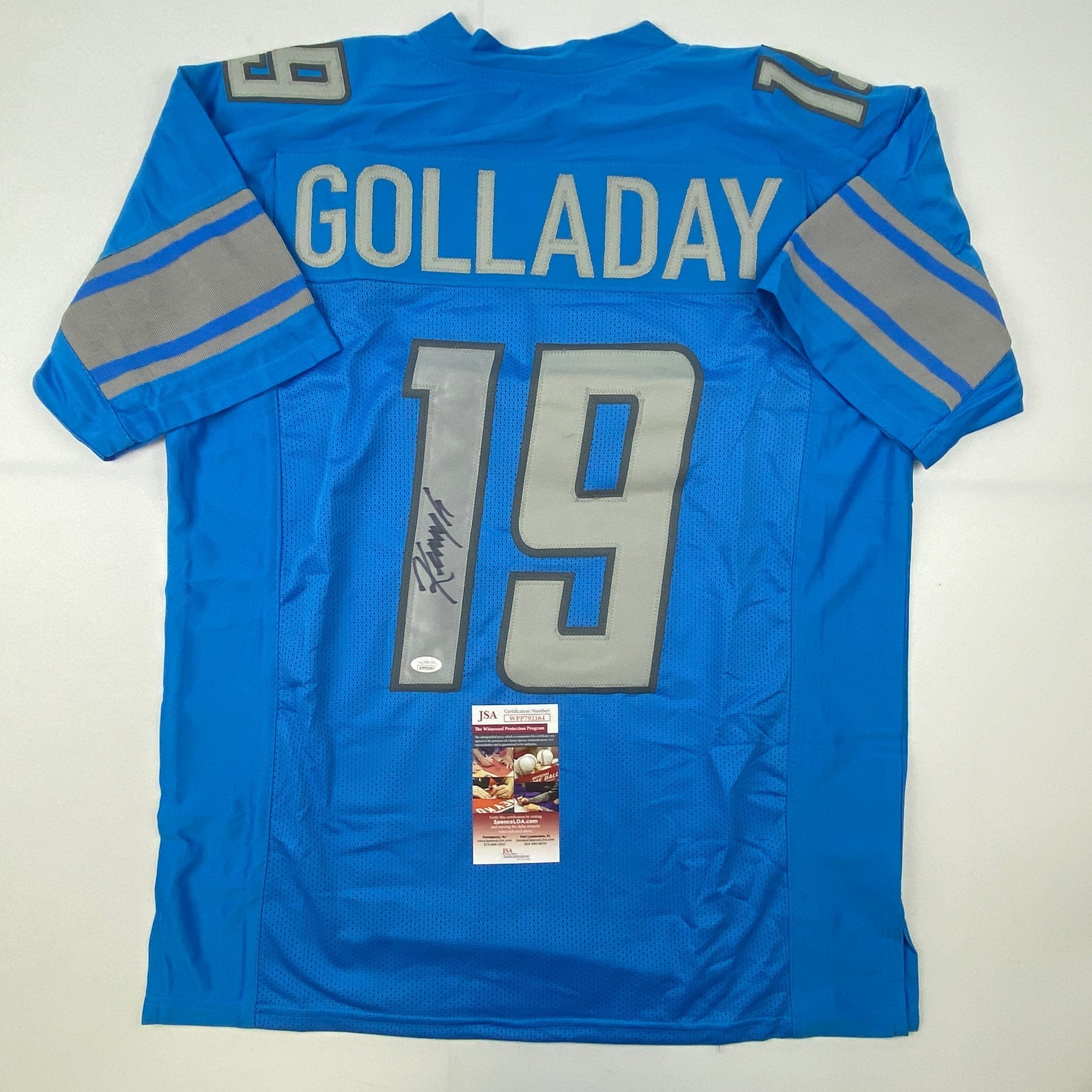 Autographed/Signed Kenny Golladay Detroit Blue Football Jersey JSA COA