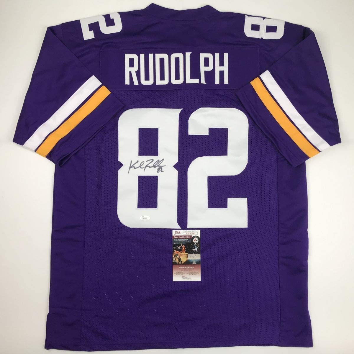 Autographed/Signed Kyle Rudolph Minnesota Purple Football Jersey JSA COA