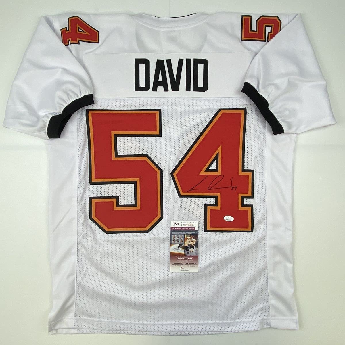 Autographed/Signed Lavonte David Tampa Bay White Football Jersey JSA COA