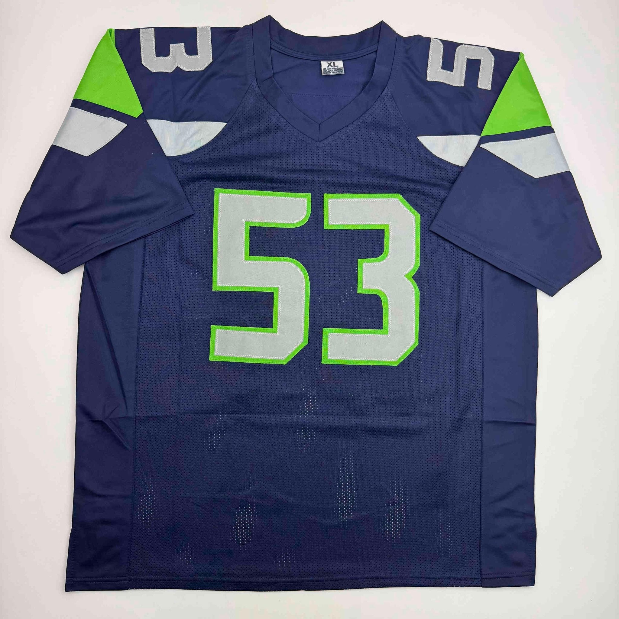 Autographed/Signed Malcolm Smith Seattle Blue Football Jersey Beckett BAS COA