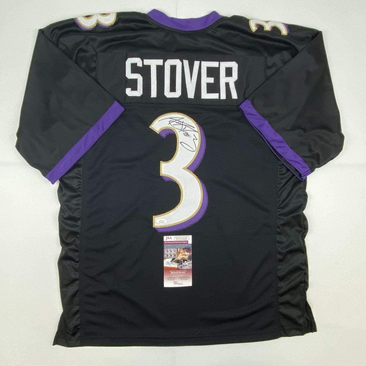 Autographed/Signed Matt Stover Baltimore Black Football Jersey JSA COA