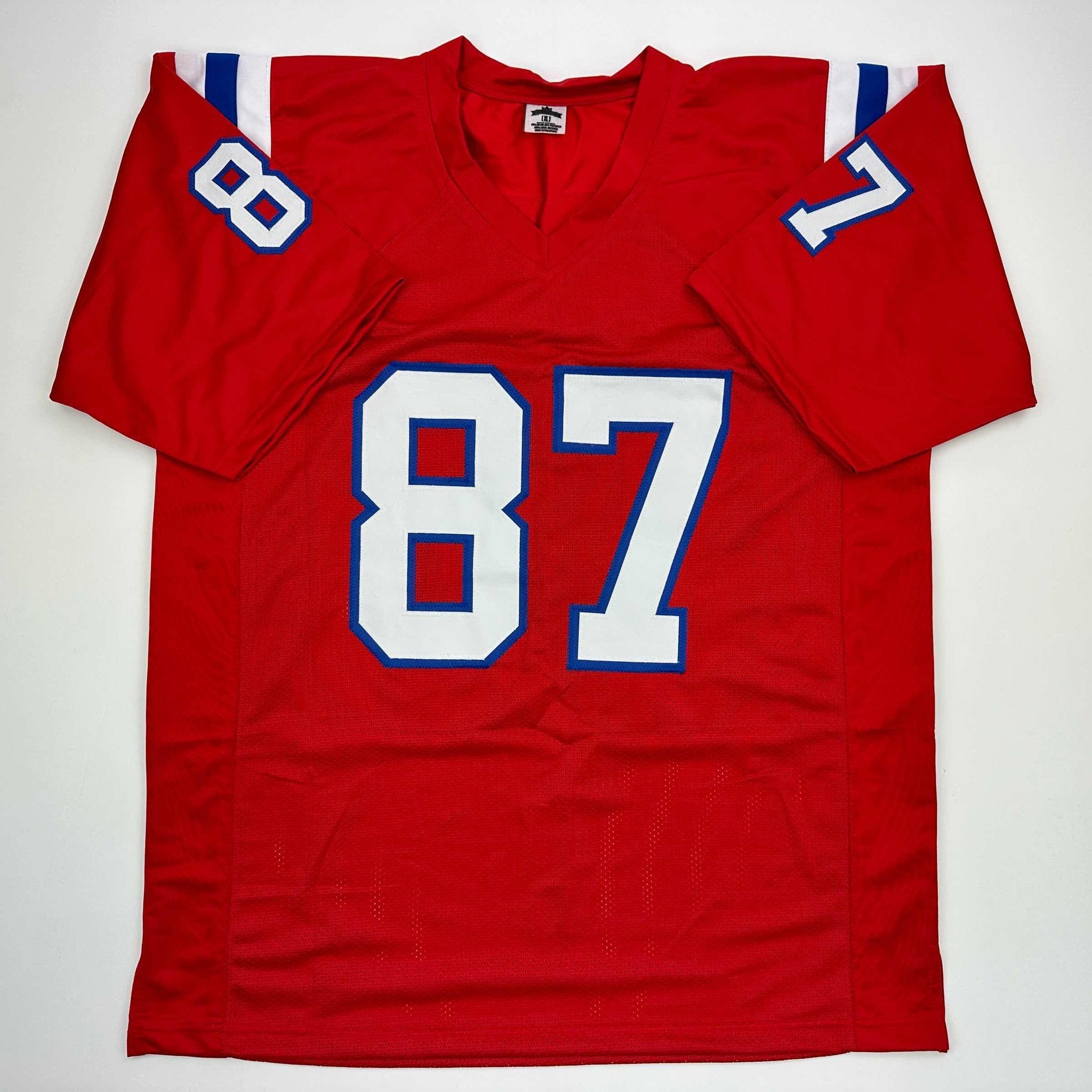 Autographed/Signed Rob Gronk Gronkowski New England Red Football Jersey JSA COA