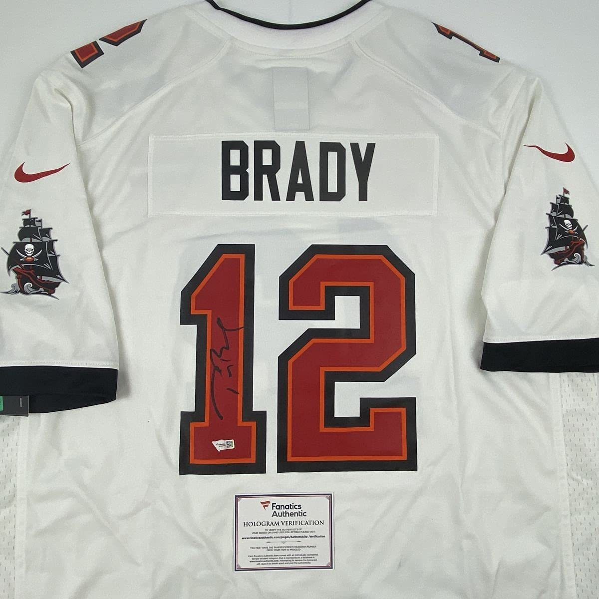 Autographed/Signed Tom Brady Tampa Bay Buccaneers White Authentic Nike Game Football Jersey Fanatics COA