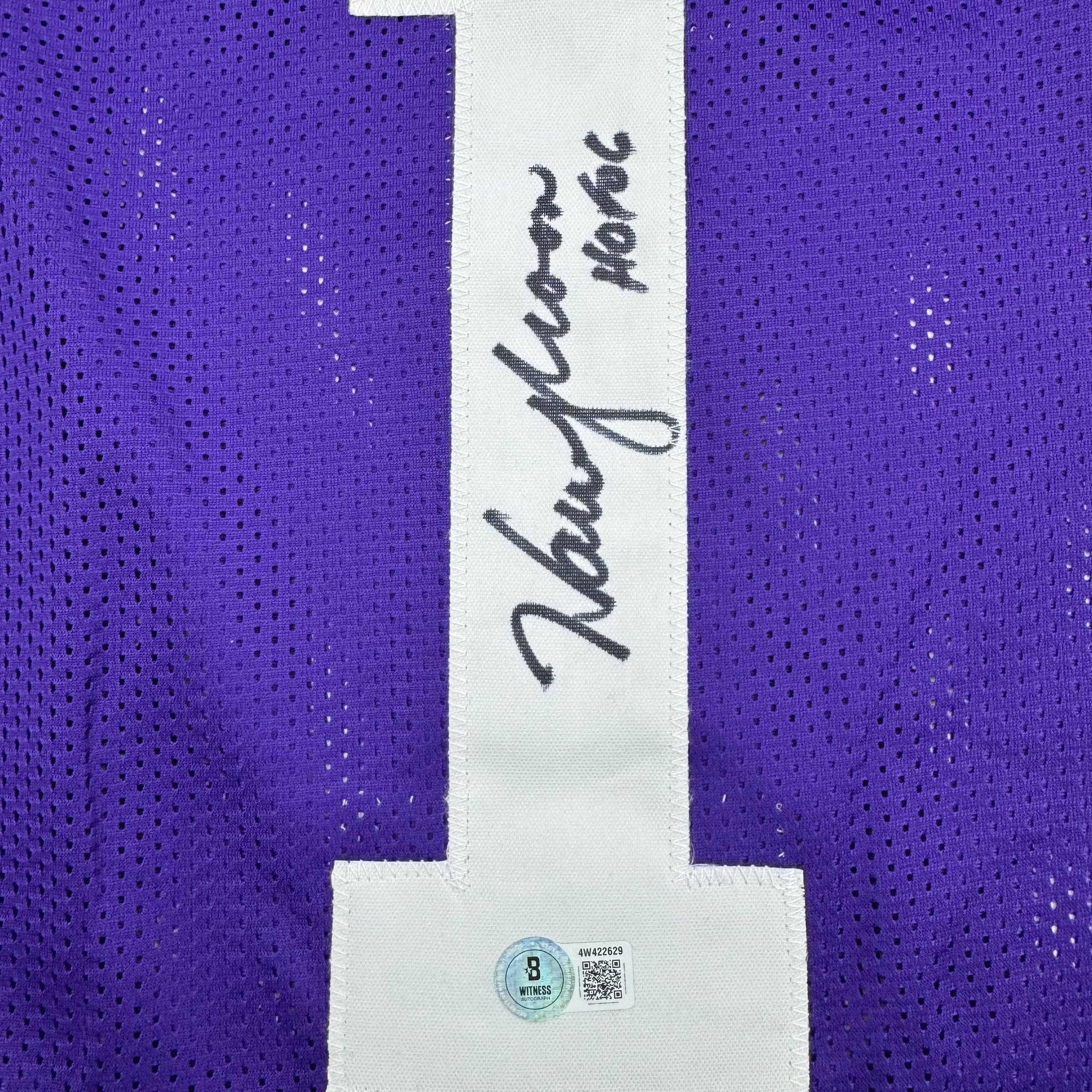 Autographed/Signed Warren Moon HOF 06 Minnesota Purple Football Jersey Beckett BAS COA