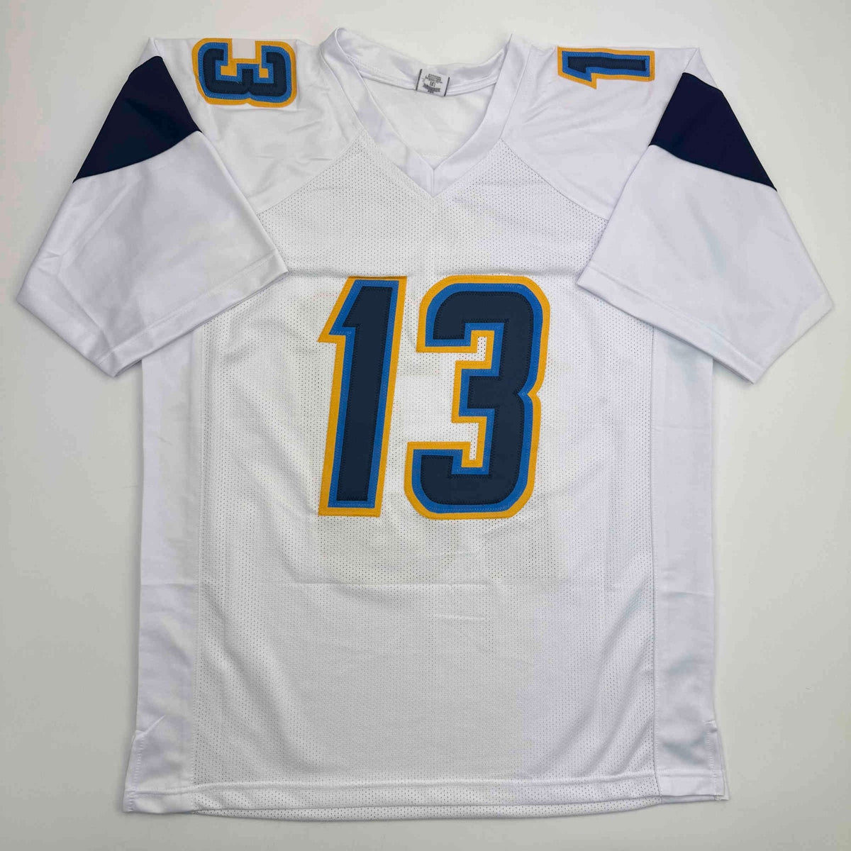 Autographed/Signed Keenan Allen Los Angeles LA White Football Jersey Beckett BAS COA