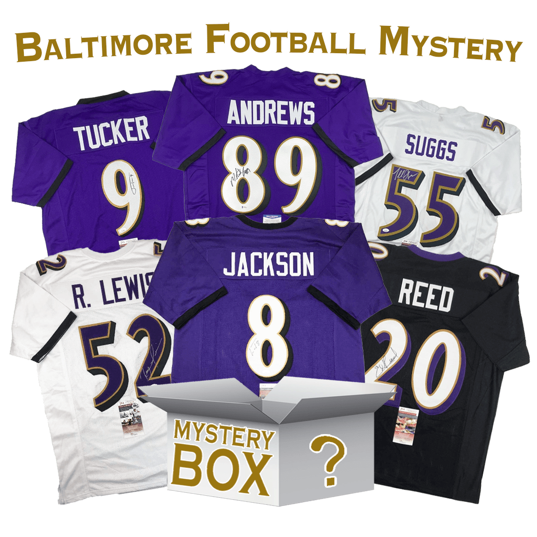 Autographed/Signed Baltimore Football Jersey Mystery Box with PSA JSA or Beckett COA