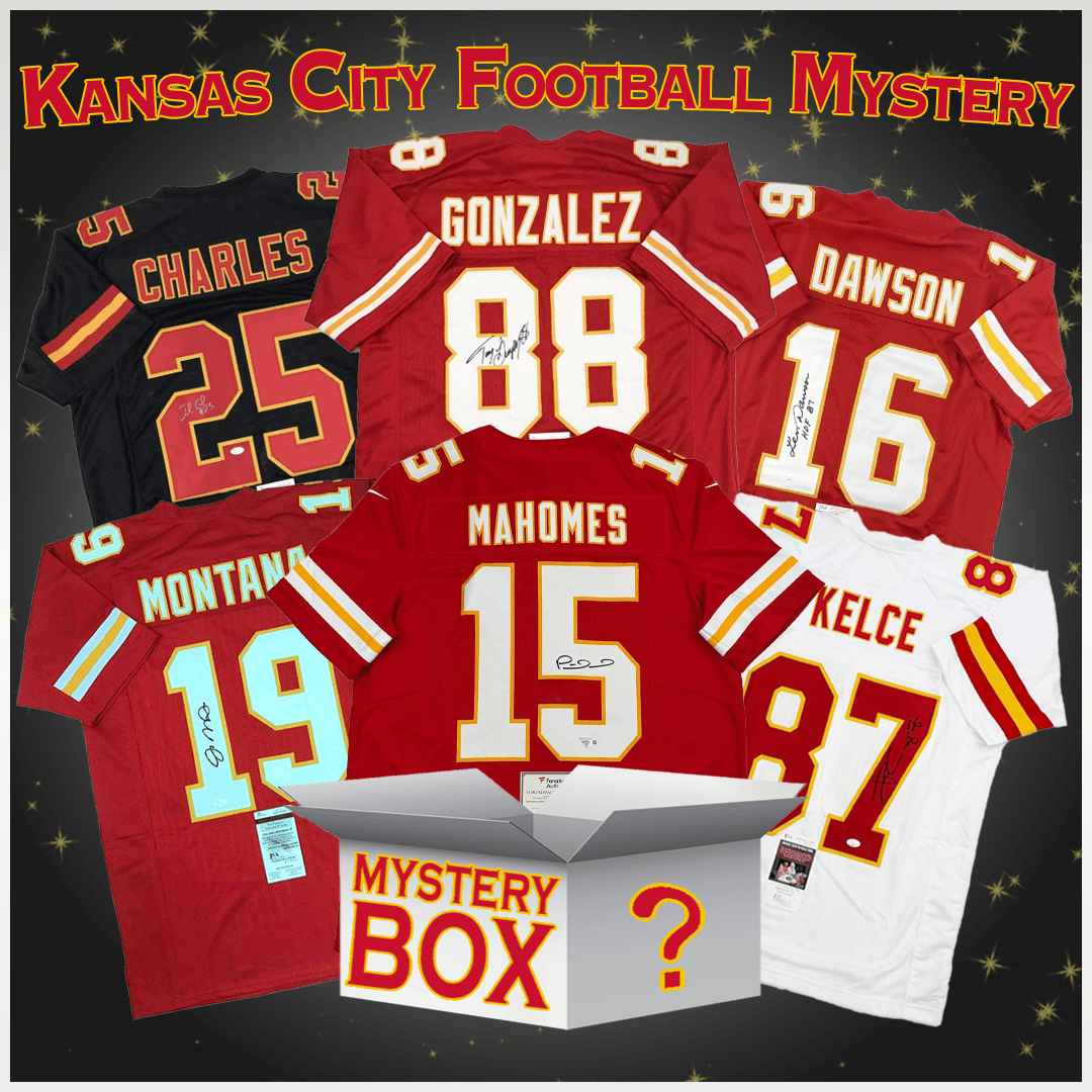 Autographed/Signed Kansas City Football Jersey Mystery Box with PSA JSA or Beckett COA