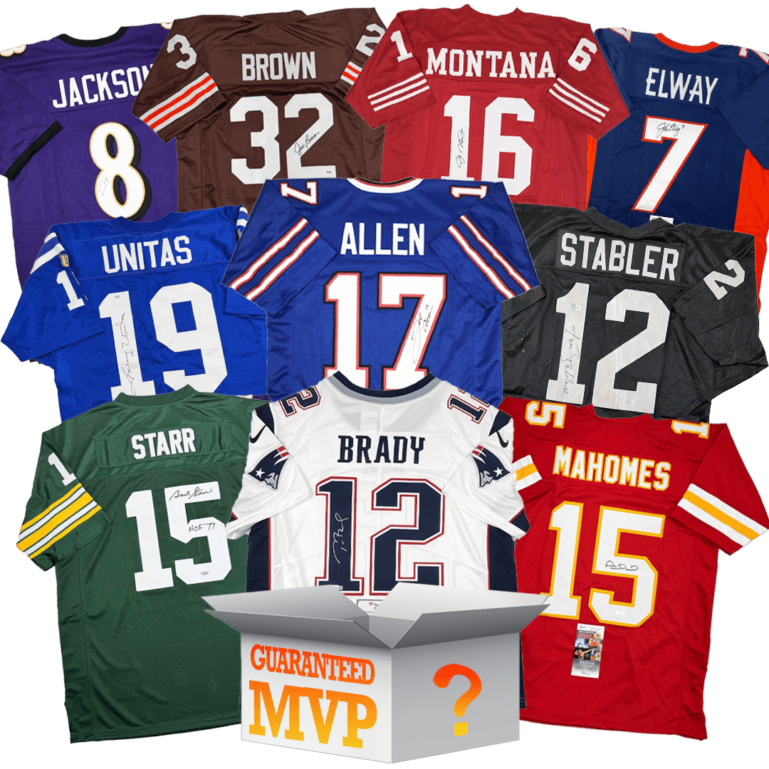MVPs Autographed/Signed Football Jersey Mystery Box with PSA JSA or Beckett COA
