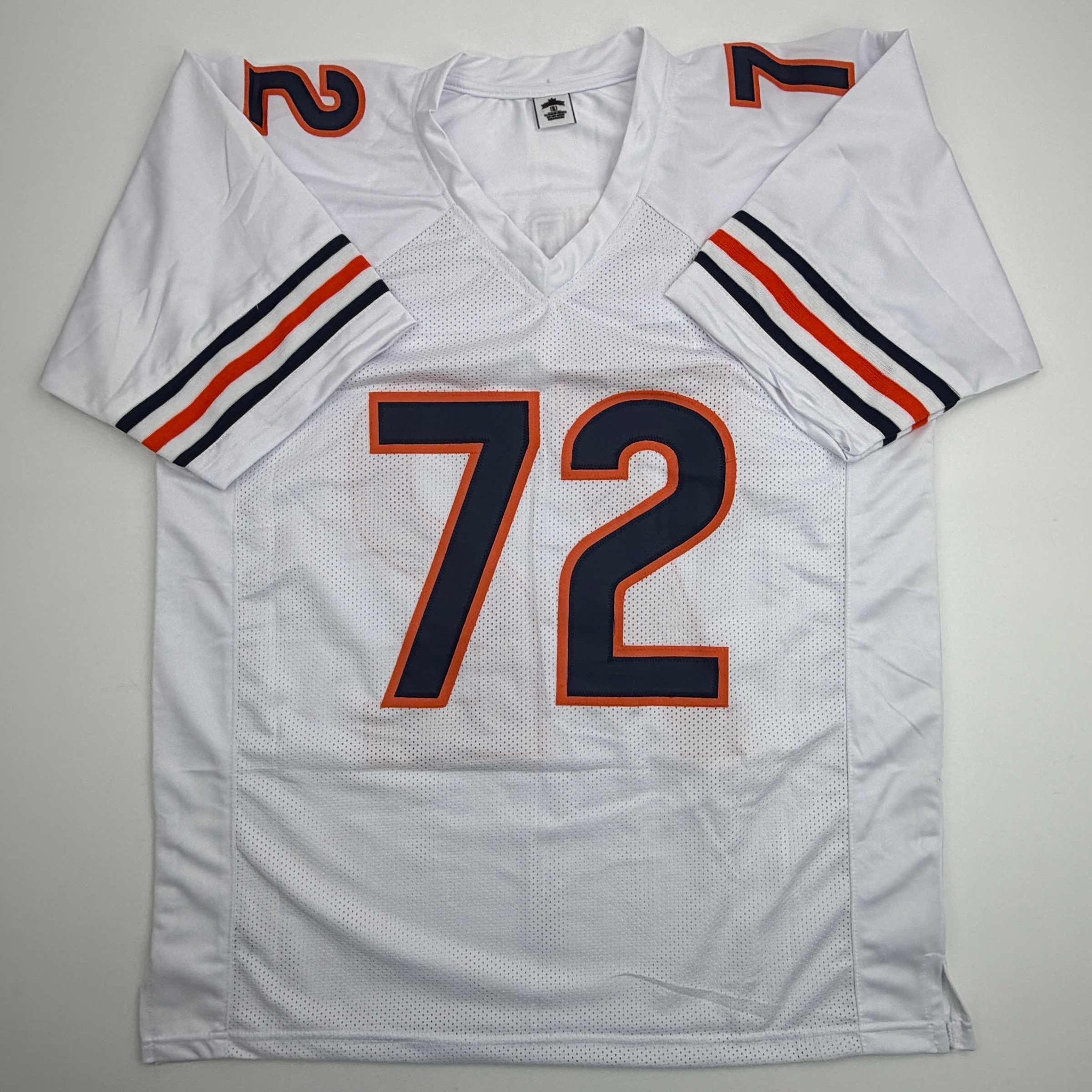 Autographed/Signed William Perry The Refrigerator Chicago White Football Jersey Beckett BAS COA