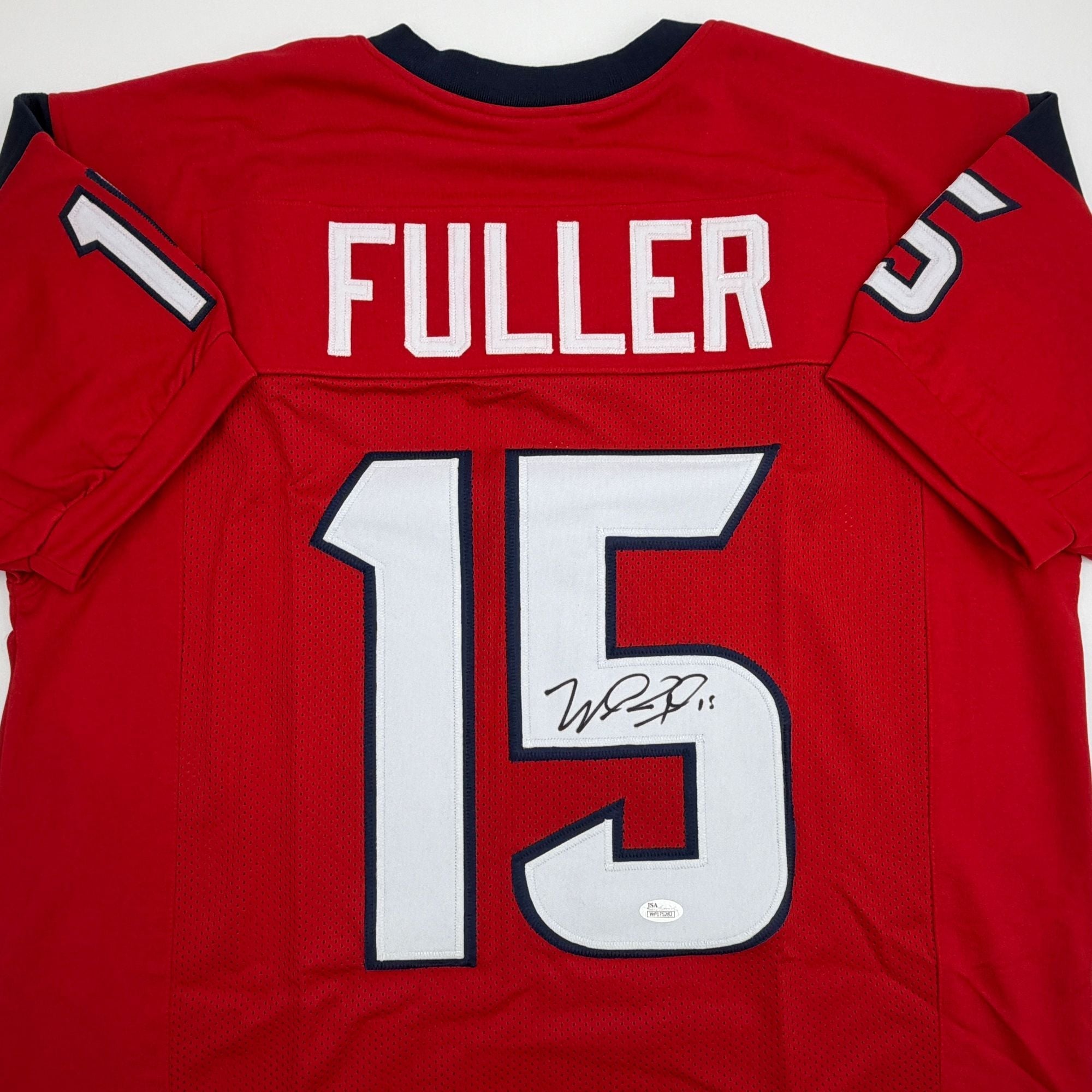 Autographed/Signed Will Fuller Houston Red Football Jersey JSA COA