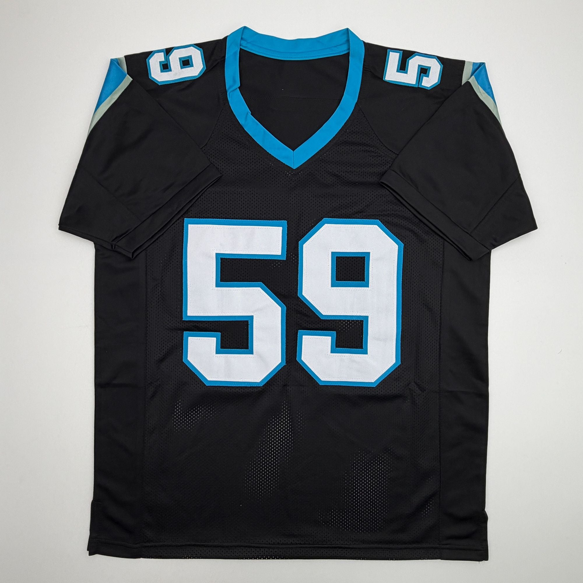 Autographed/Signed Luke Kuechly HOF 26 Carolina Black Football Jersey Beckett BAS COA