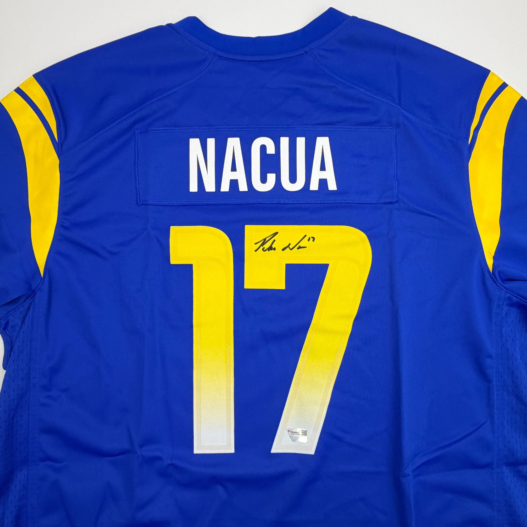 Autographed/Signed Puka Nacua #17 Los Angeles LA Rams Blue Authentic Nike Rookie Football Jersey Fanatics COA