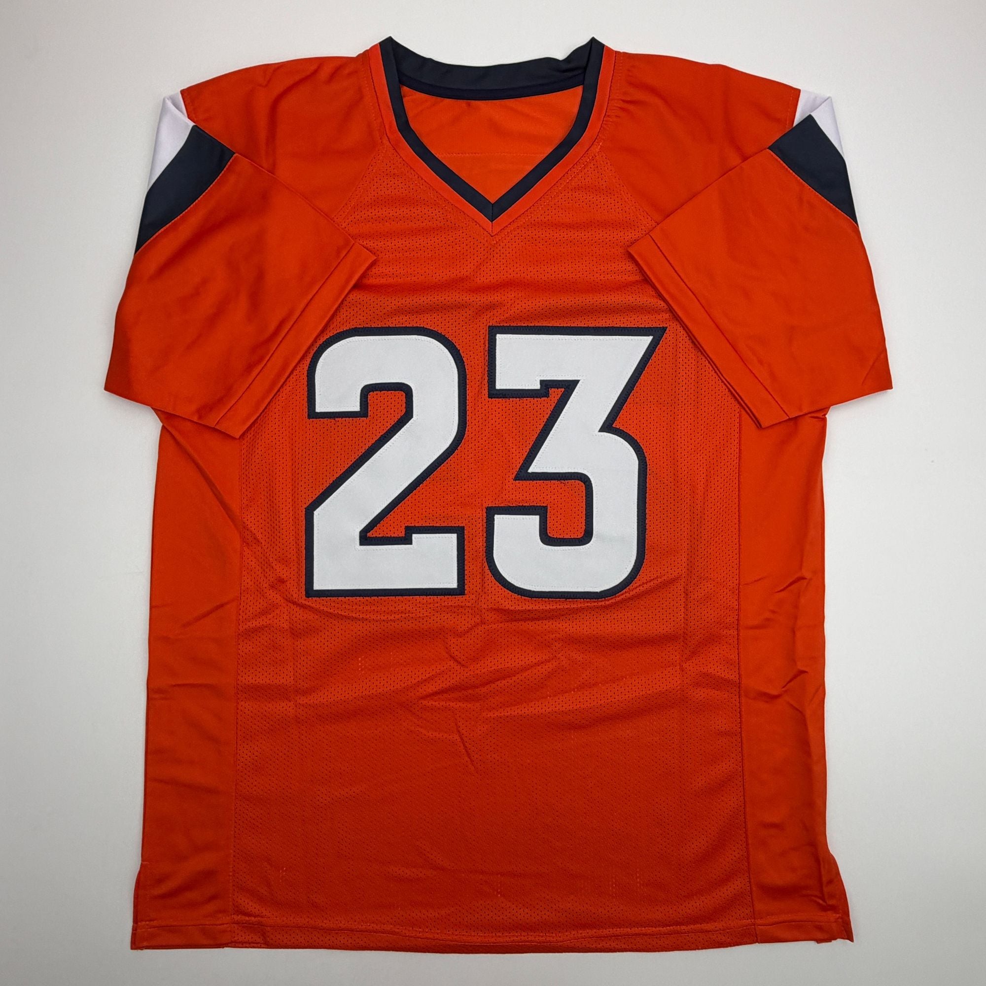 Autographed/Signed Jahdae Barron Denver Orange Football Jersey Beckett BAS COA