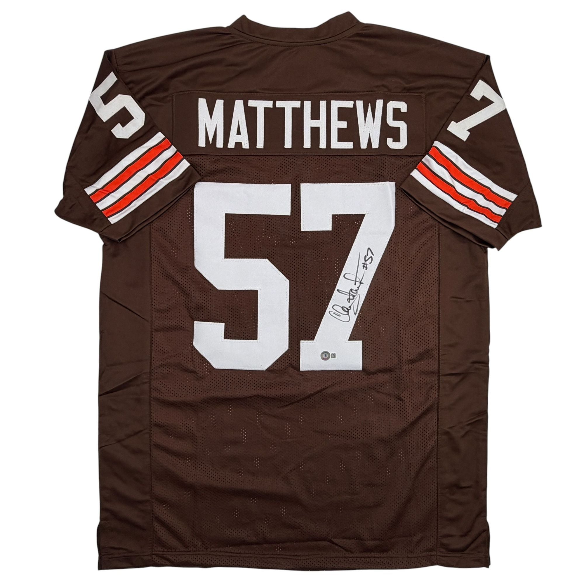 Autographed/Signed Clay Matthews Jr Cleveland Brown Football Jersey Beckett BAS COA
