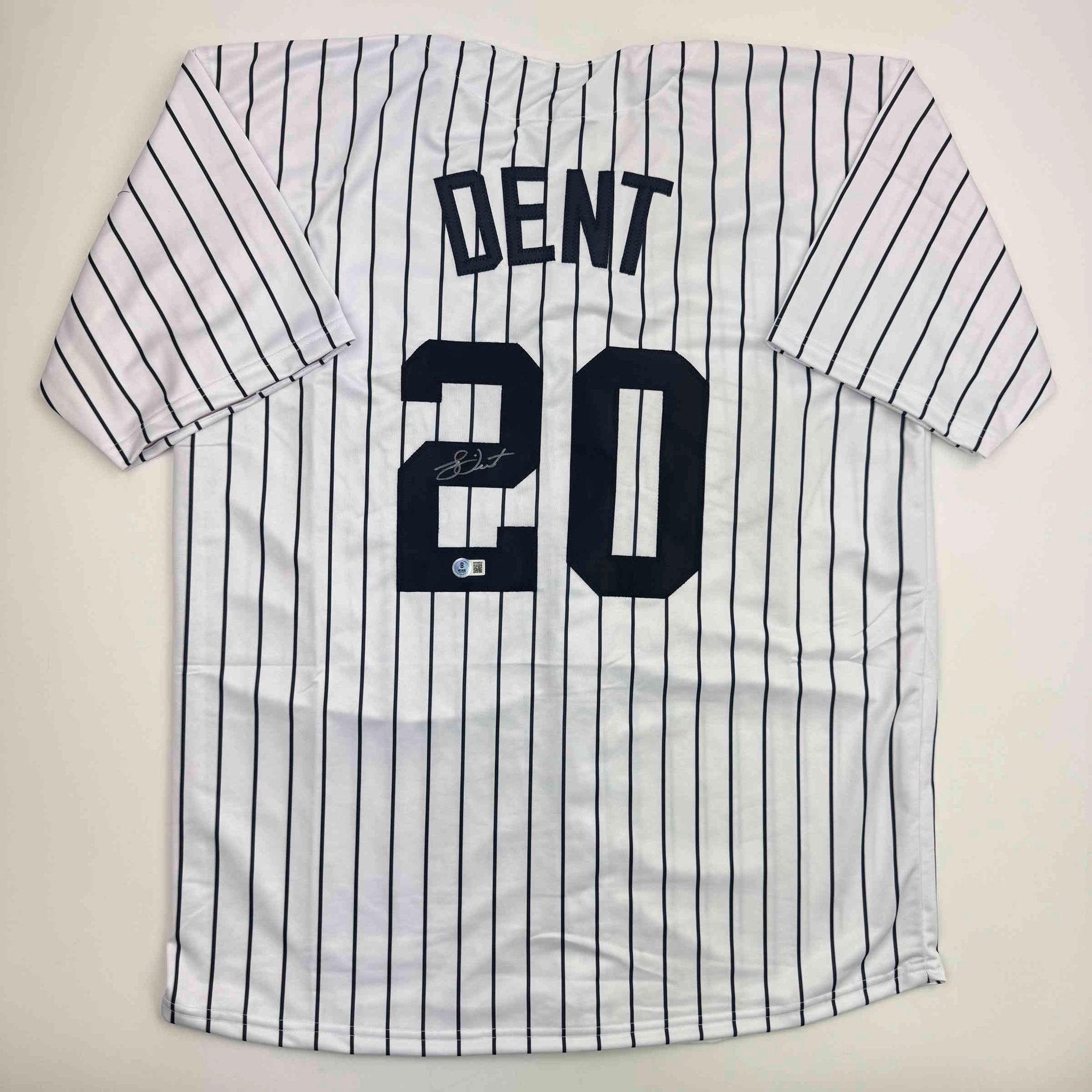 Autographed/Signed Bucky Dent New York Pinstripe Baseball Jersey Beckett BAS COA