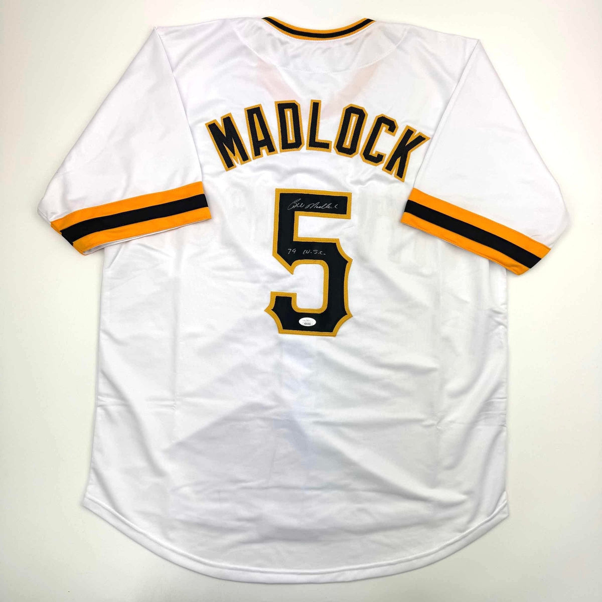 Autographed/Signed Bill Madlock Pittsburgh White Baseball Jersey JSA COA