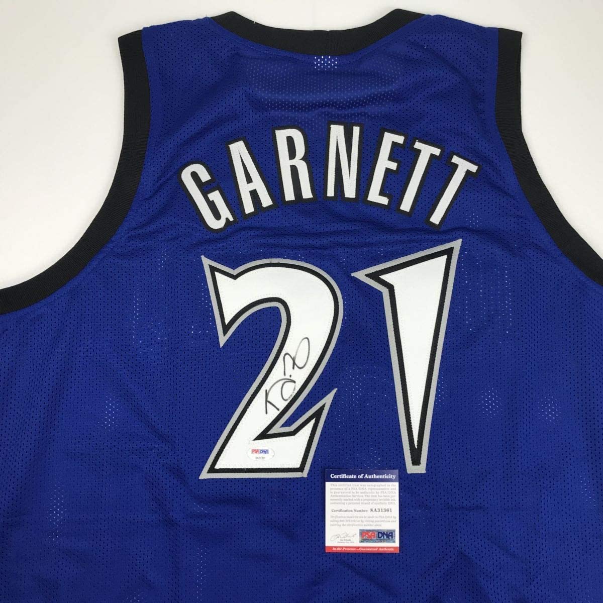 Autographed/Signed Kevin Garnett Minnesota Blue Basketball Jersey PSA/DNA COA