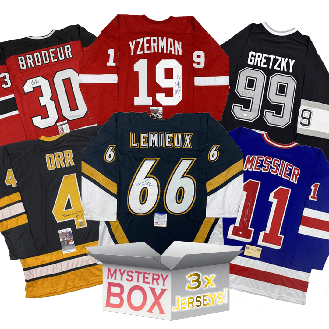 3x Hall of Famers Autographed/Signed Hockey Jerseys Mystery Box with PSA JSA or Beckett COA