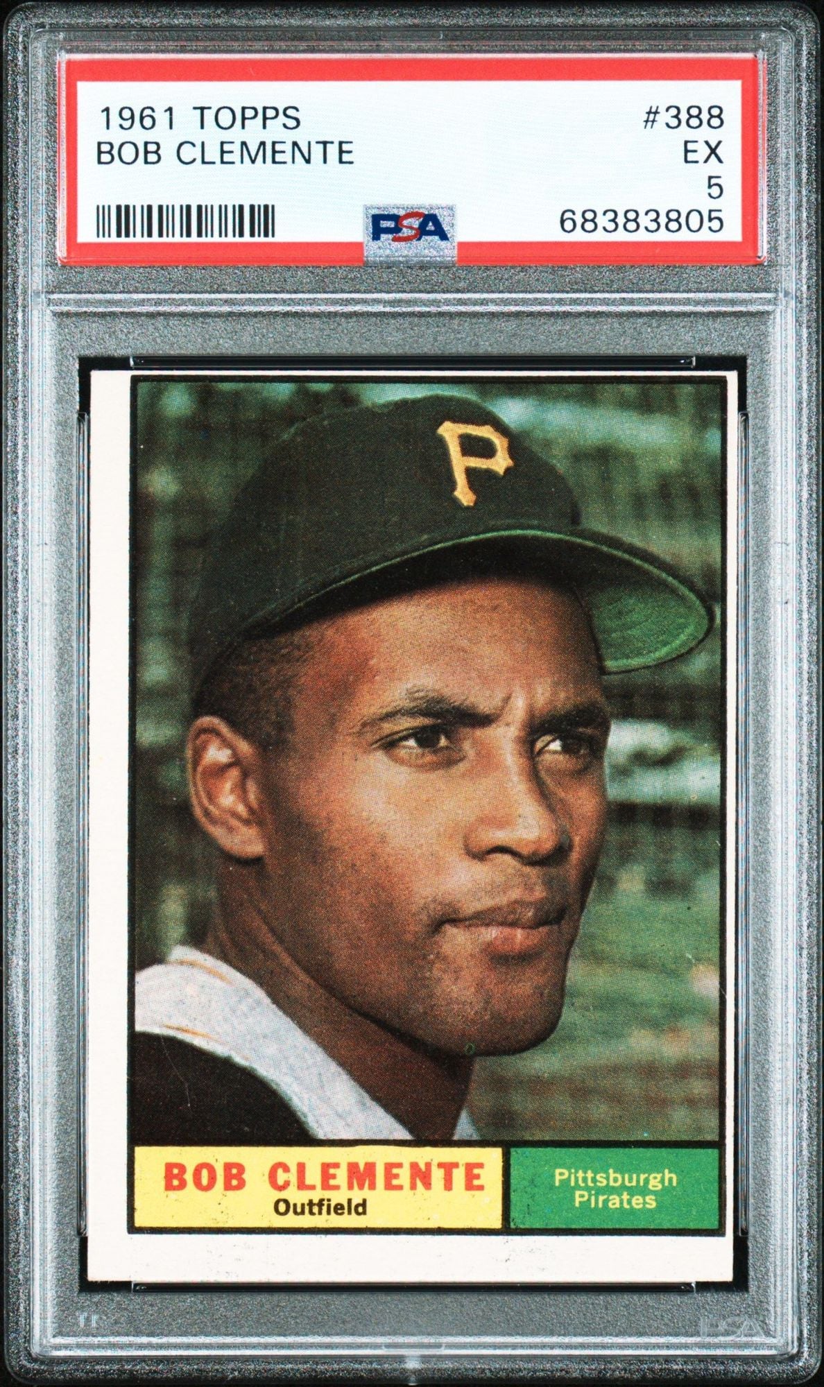 Graded 1961 Topps Bob Roberto Clemente #388 Baseball Card PSA 5 Excellent