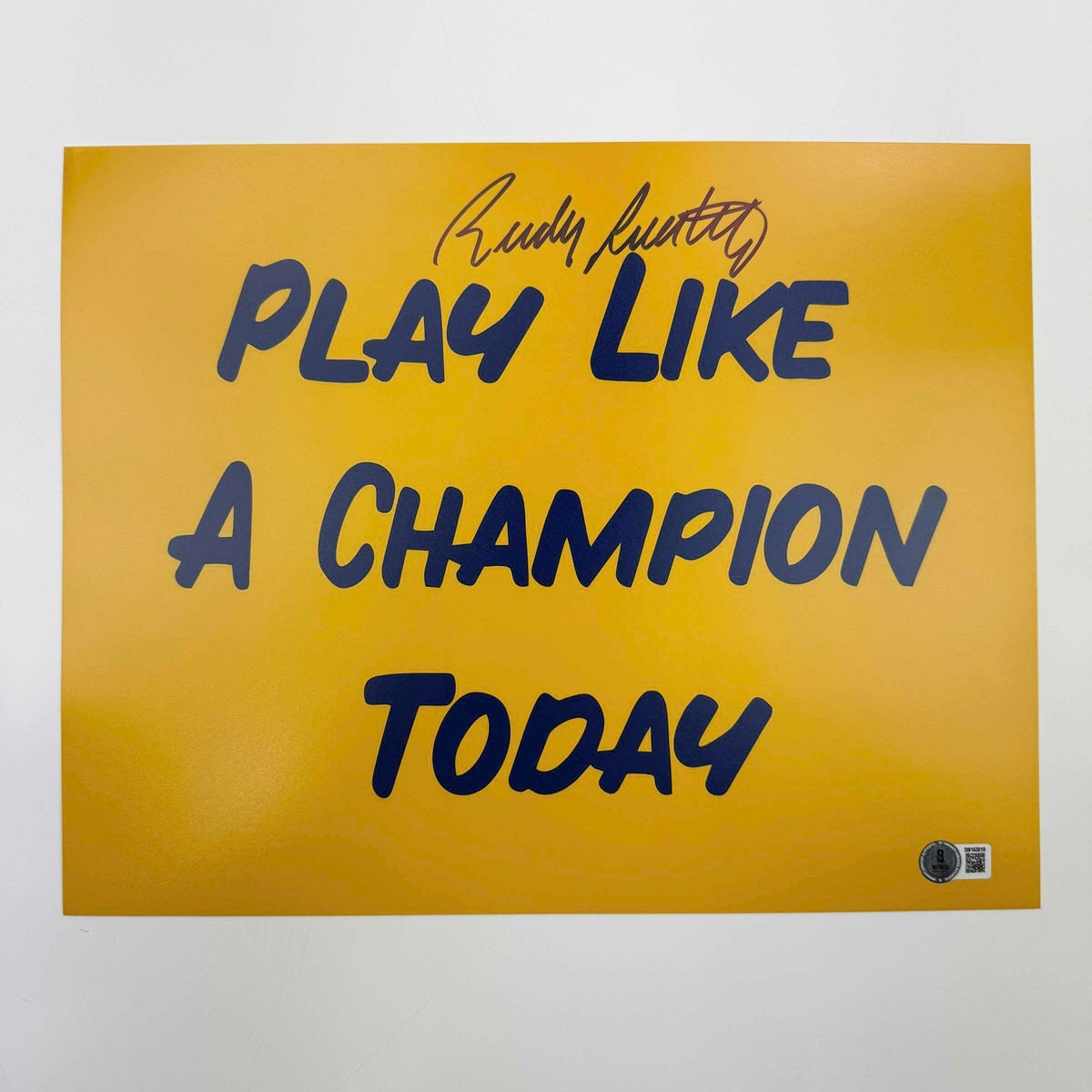 Autographed/Signed Rudy Ruettiger Play Like A Champion Today Notre Dame Irish 11x14 College Football Photo Beckett BAS COA