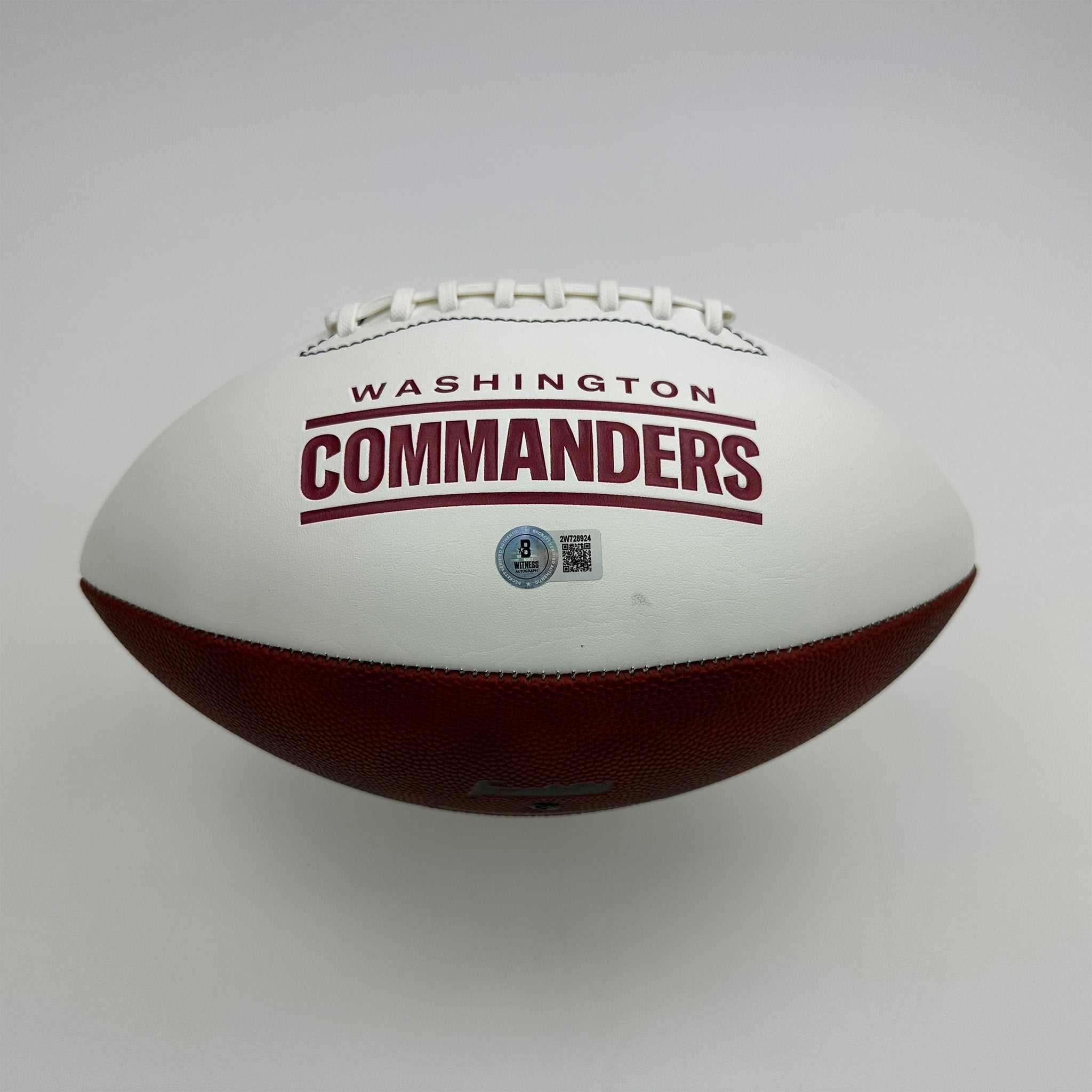 Autographed/Signed Joe Theismann 83 MVP Washington Commanders Full Size F/S White Panel Logo Football Beckett BAS COA