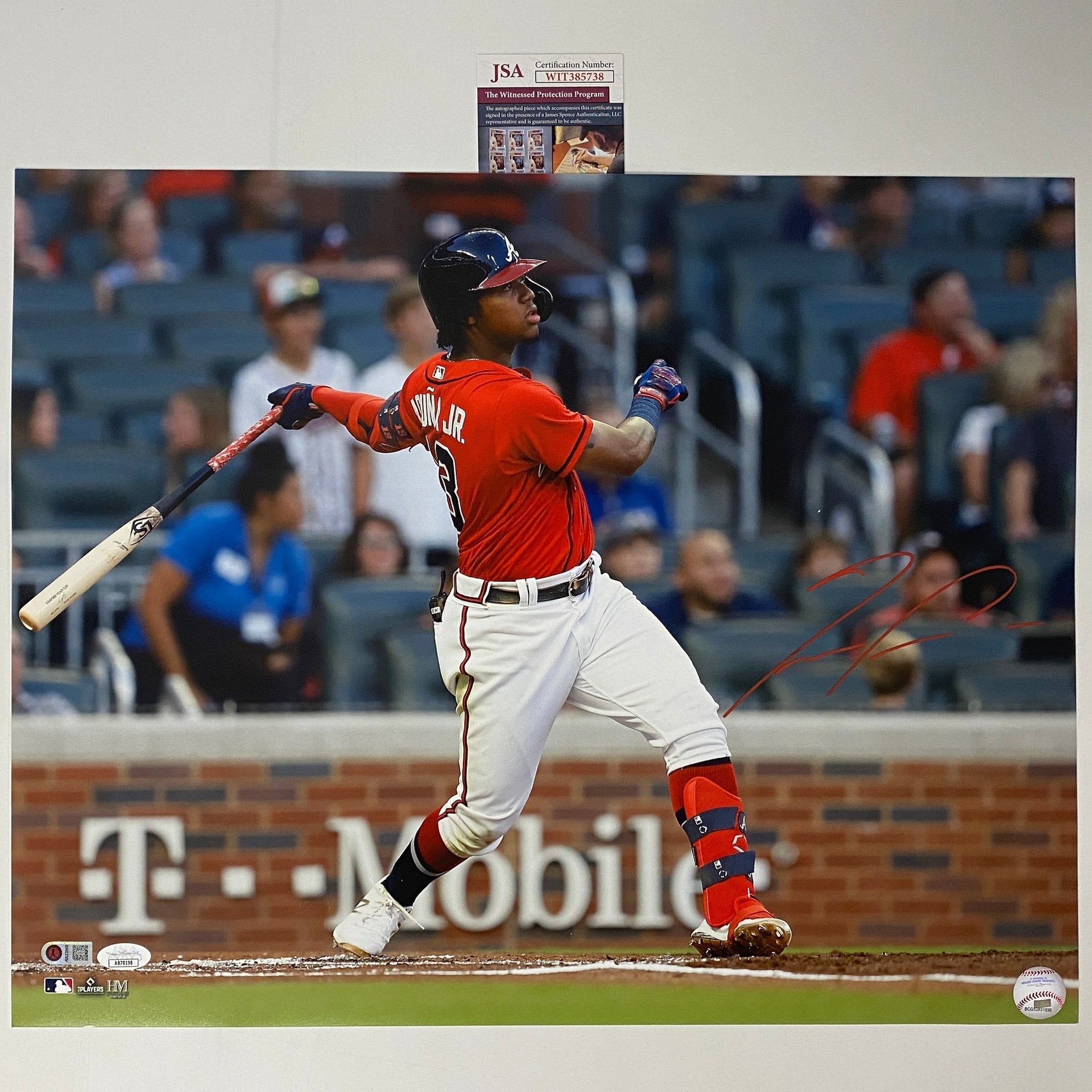 Autographed/Signed Ronald Acuna Jr. Atlanta Braves 16x20 Baseball Photo JSA COA #8