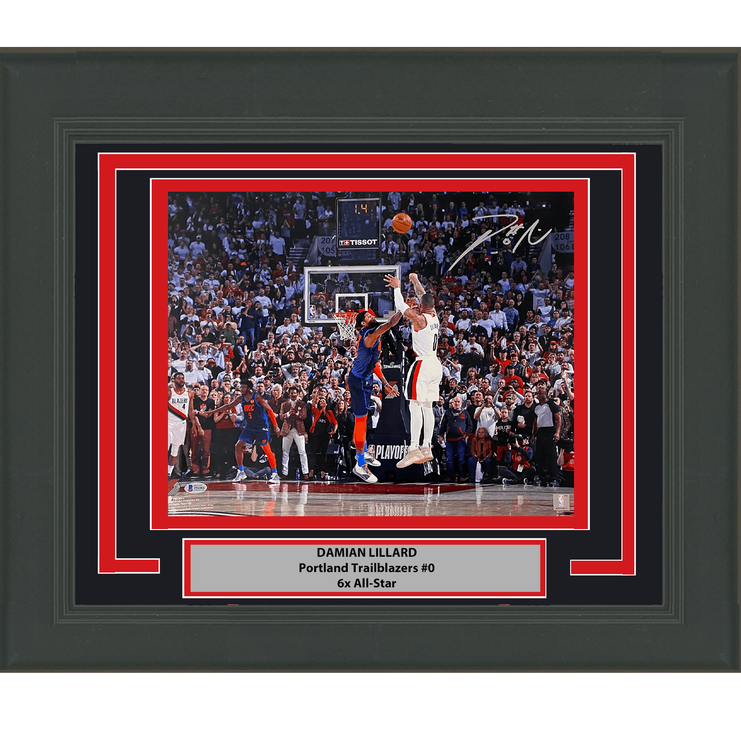 Framed Autographed/Signed Damian Lillard Portland Trail Blazers Buzzer Beater 16x20 Basketball Photo Beckett BAS COA