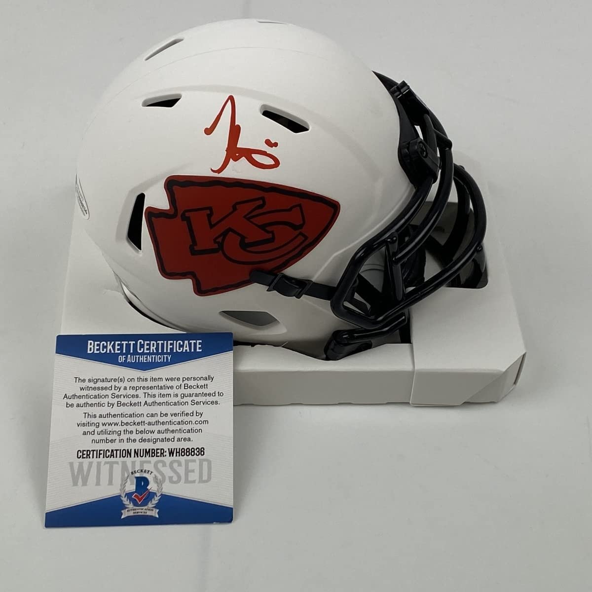 Autographed/Signed Tyreek Hill Kansas City Chiefs Lunar Eclipse Mini Football Helmet Beckett BAS COA