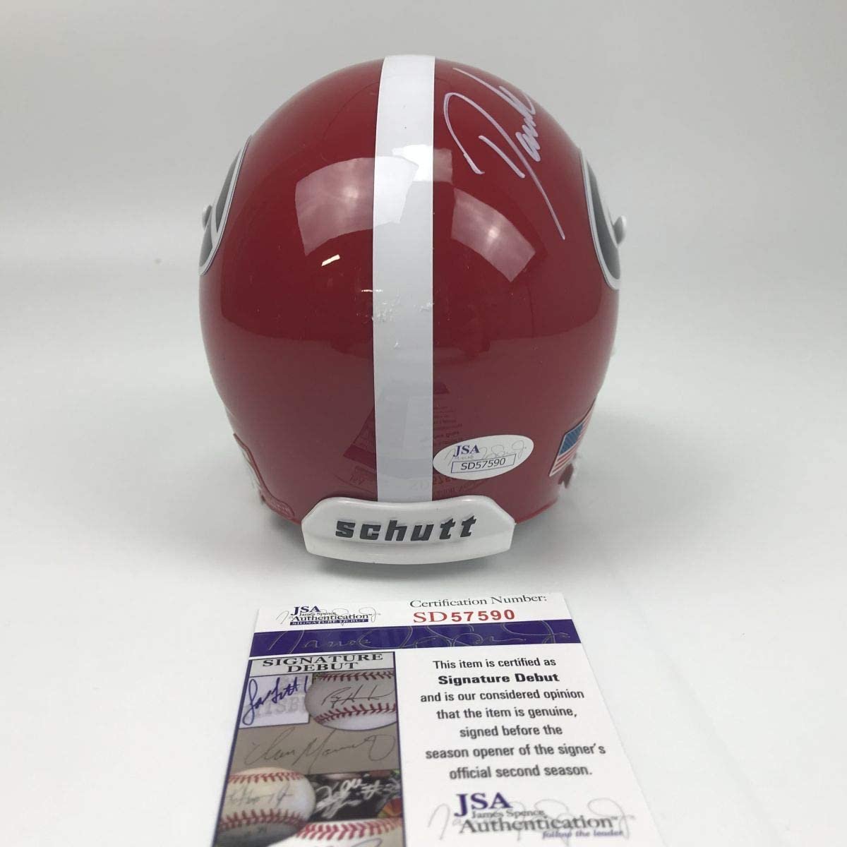 Autographed/Signed D'Andre Swift Georgia Bulldogs College Football Mini Helmet JSA COA