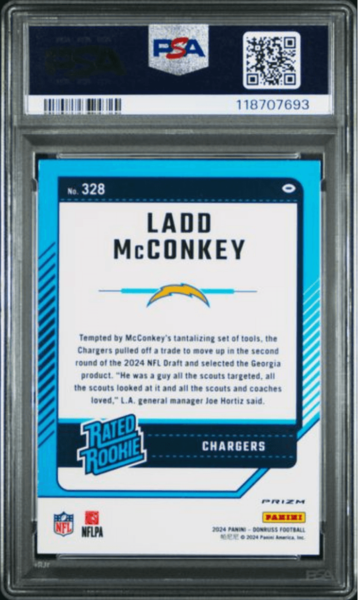 Graded 2024 Panini Donruss Ladd McConkey #328 Optic Preview Rookie RC Football Card PSA 10 Gem Mint