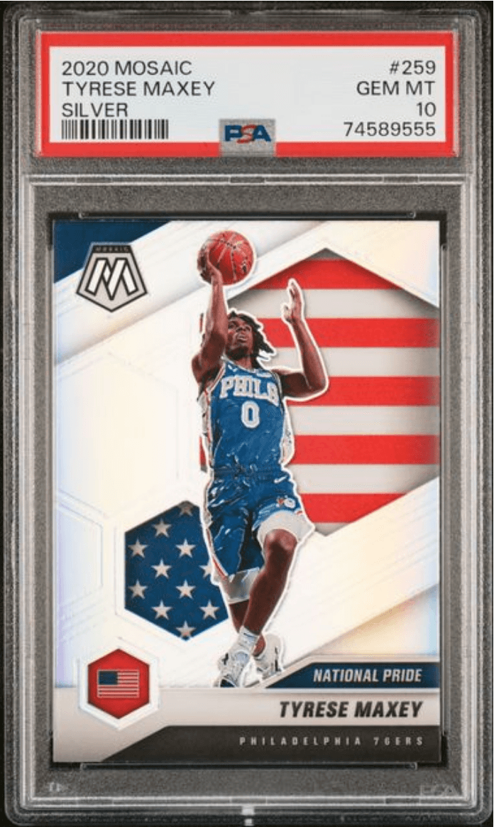 Graded 2020 Panini Mosaic Tyrese Maxey #259 Silver Rookie RC Basketball Card PSA 10 Gem Mint