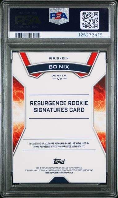 Graded 2024 Topps Resurgence Bo Nix #RRSNB /249 Aqua Surge Rookie Auto Rookie RC Football Card PSA 10 Gem Mint