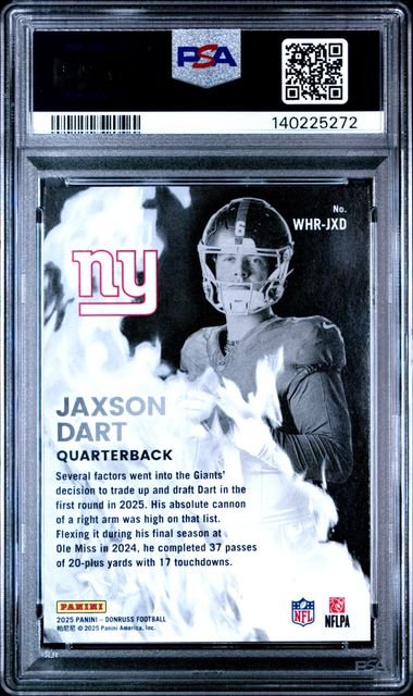 Graded 2025 Donruss Jaxson Dart #WHRJXD White Hot Rookies Rookie RC Football Card PSA 10 Gem Mint
