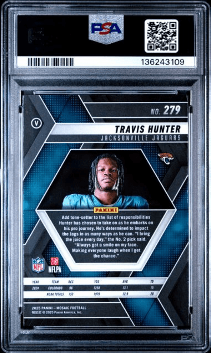Graded 2025 Panini Mosaic Travis Hunter #279 Rookie RC Football Card PSA 10 Gem Mint