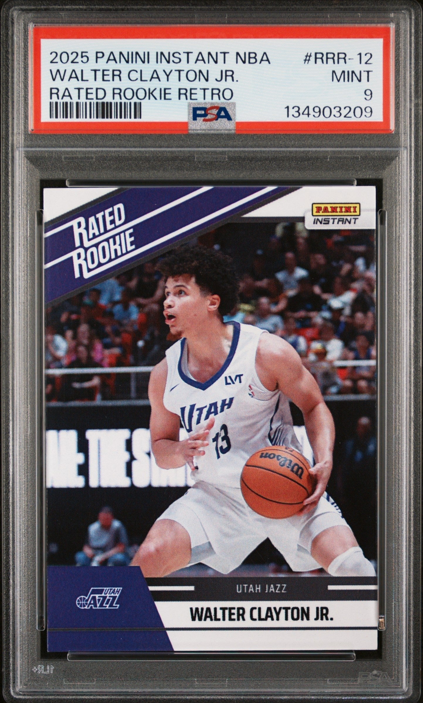 Graded 2025 Panini Instant Walter Clayton Jr. #RRR12 Rated Rookie Retro Rookie RC Basketball Card PSA 9 Mint