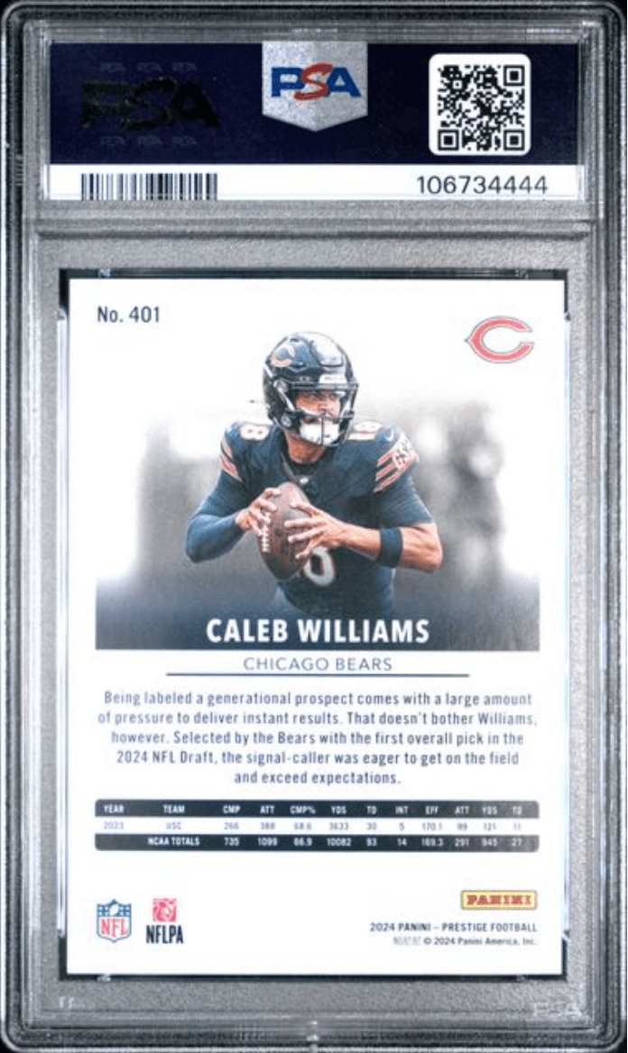 Graded 2024 Panini Prestige Caleb Williams #401 Rookie RC Football Card PSA 10 Gem Mint
