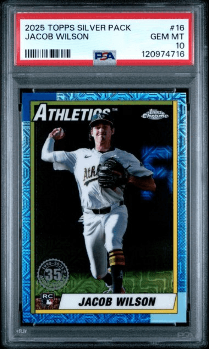 Graded 2025 Topps Silver Pack Jacob Wilson #16 Rookie RC Baseball Card PSA 10 Gem Mint